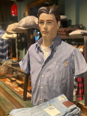 Pike Brothers 1937 Short Sleeve Roamer Shirt Blue Chambrey