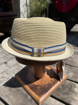 Stetson Genuine Toyo Pork Pie Hat — Natural / Blue