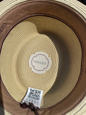 Stetson Genuine Toyo Pork Pie Hat — Natural / Blue