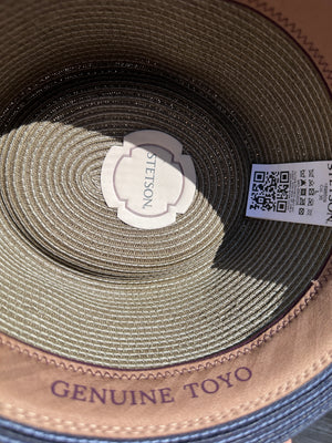 Stetson Genuine Toyo Pork Pie Hat — Natural / Navy