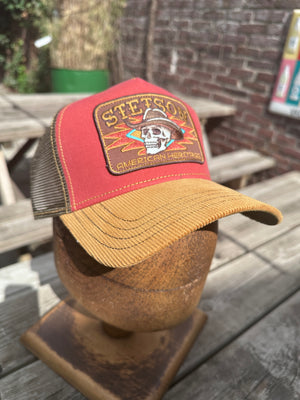 Stetson American Heritage Skull Trucker Cap Red, Brown & Tan