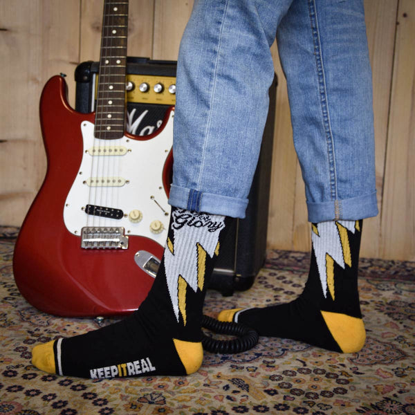 Age Of Glory Bolt Socks Black Yellow Off-White