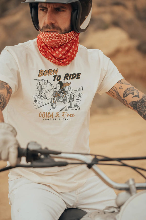 Age Of Glory Born To Ride Tee Ecru