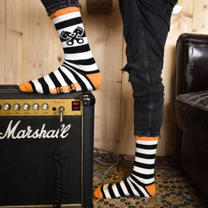 Age Of Glory Stripes Socks Black Off-White Orange