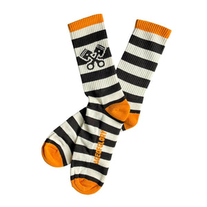 Age Of Glory Stripes Socks Black Off-White Orange