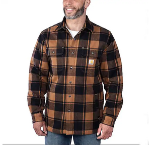 Carhartt Relaxed Fit Flannel Sherpa Lined Shirt Jac TJ4452-M