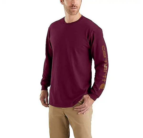 Carhartt Relaxed Fit Heavyweight Long-Sleeve Logo Sleeve Graphic T-Shirt