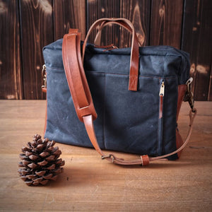 Kalos & Sons Courier Bag Leather and Waxed Cotton
